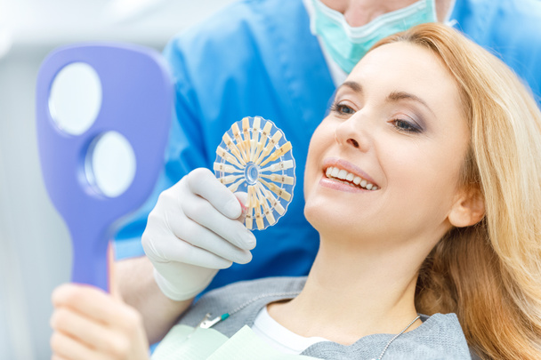 dentist matching teeth colour